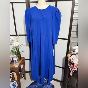 NWT$139 Sz 20w & 22w Calvin Klein Solid Dress Sleeve Puff Shoulder Round Neck